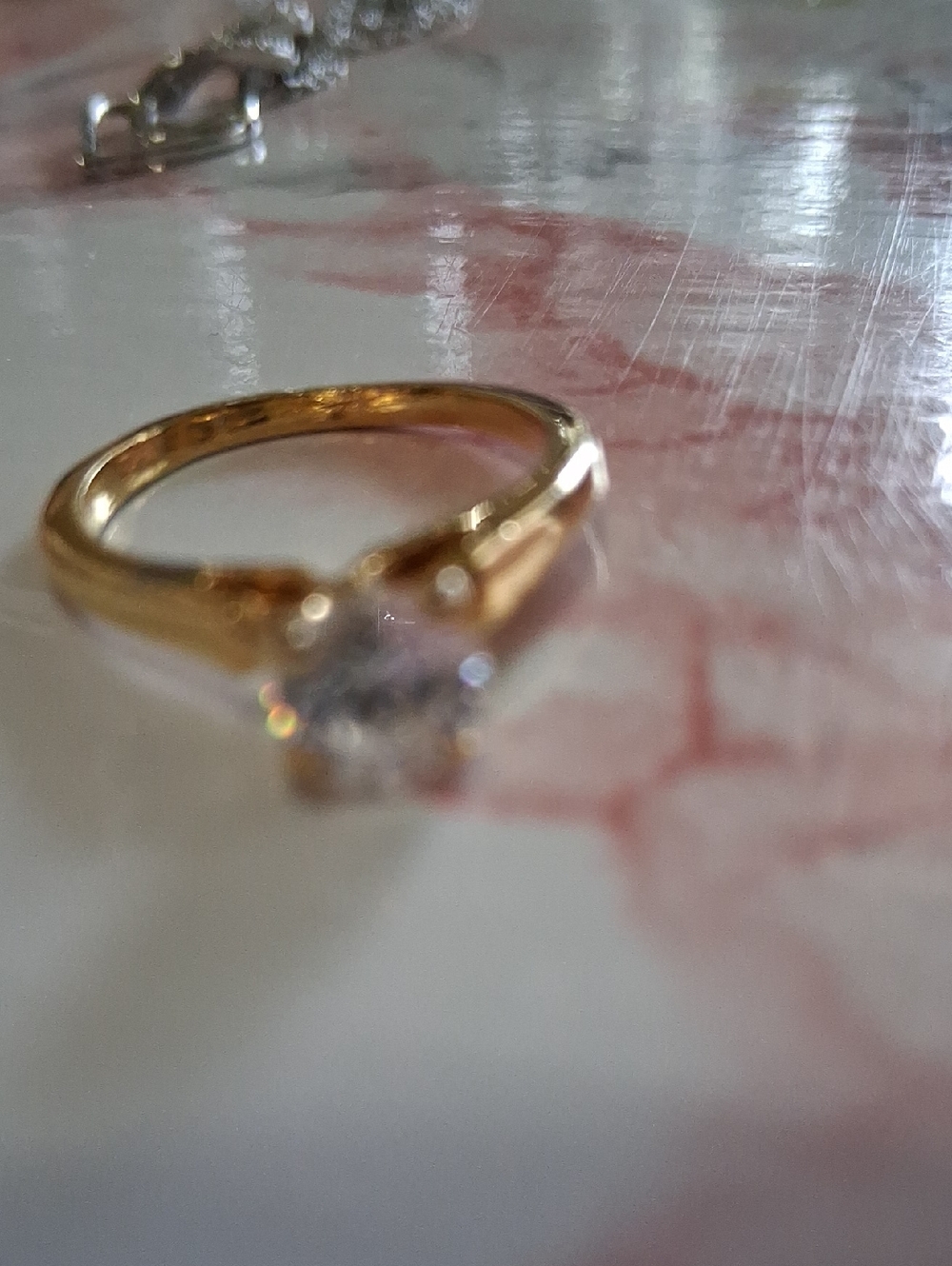 Source Unknown Gold-Tone Ring with Clear Round-Cut Stone - Picture 9 of 12